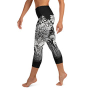 Mandala Burst High Rise Yoga Capri Leggings with Inside Pocket - Martin K Designs