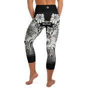 Mandala Burst High Rise Yoga Capri Leggings with Inside Pocket - Martin K Designs