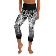 Mandala Burst High Rise Yoga Capri Leggings with Inside Pocket - Martin K Designs