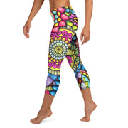 Mandala Collage 7A Mid Rise Capri Leggings - Martin K Designs