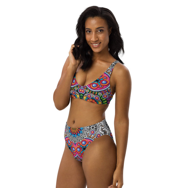 Mandala Collage I Recycled high - waisted bikini - Martin K Designs