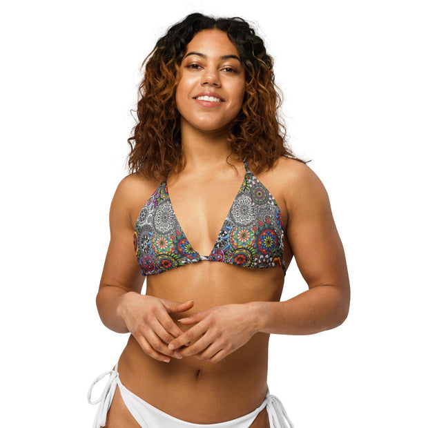Mandala Collage I recycled string bikini top - Martin K Designs