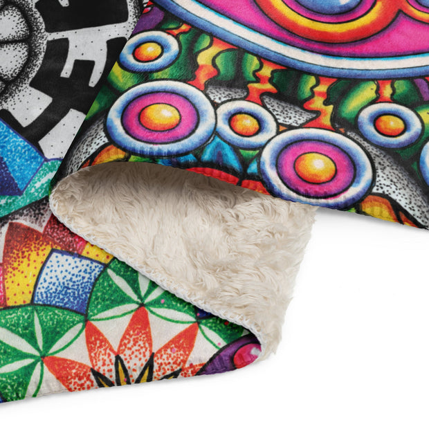 Mandala Collage I Sherpa blanket - Martin K Designs