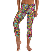 Mandala Collage II B Mid Rise Capri Leggings - Martin K Designs