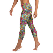 Mandala Collage II B Mid Rise Capri Leggings - Martin K Designs