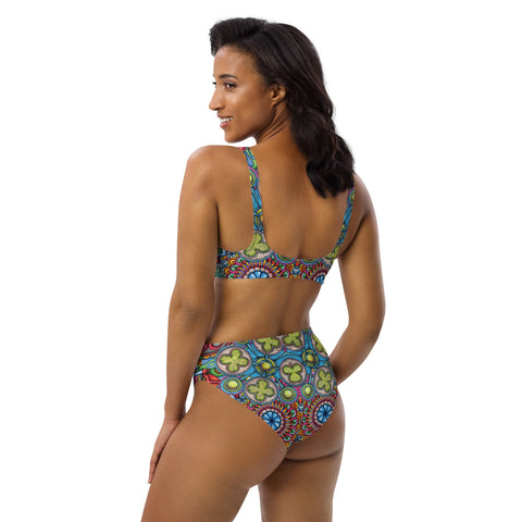 Mandala Collage II Recycled high - waisted bikini - Martin K Designs
