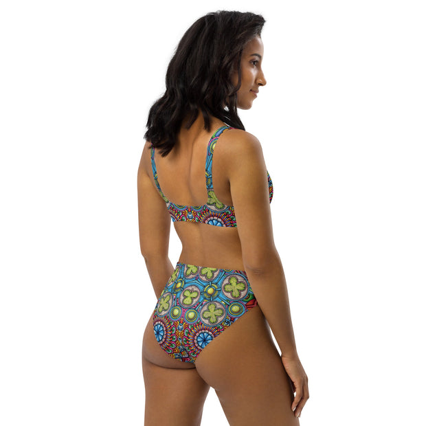Mandala Collage II Recycled high - waisted bikini - Martin K Designs