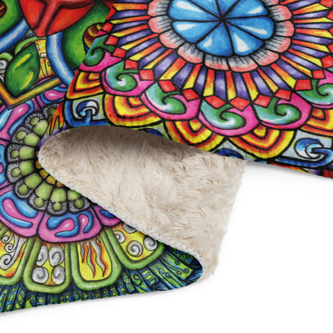Mandala Collage II Sherpa blanket - Martin K Designs