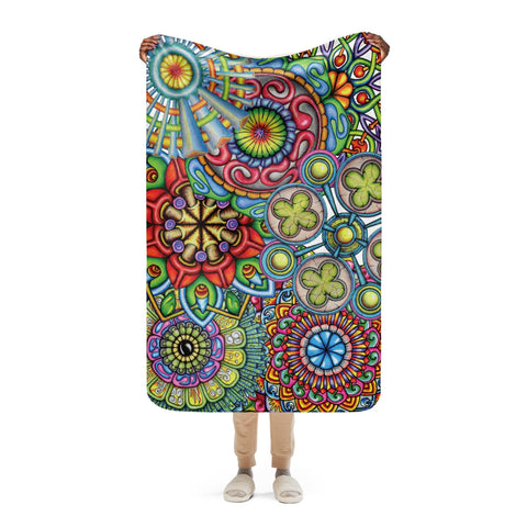 Mandala Collage II Sherpa blanket - Martin K Designs
