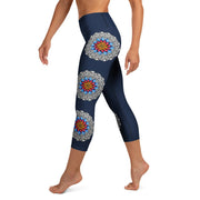 Restful Mandala High Rise Yoga Capri Leggings with Inside Pocket - Martin K Designs