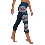 Restful Mandala High Rise Yoga Capri Leggings with Inside Pocket - Martin K Designs