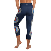 Restful Mandala High Rise Yoga Capri Leggings with Inside Pocket - Martin K Designs