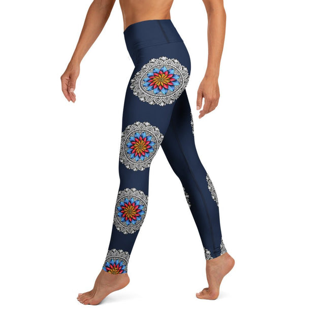 Restful Mandala High Rise Yoga Leggings with Inside Pocket - Martin K Designs