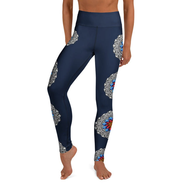 Restful Mandala High Rise Yoga Leggings with Inside Pocket - Martin K Designs