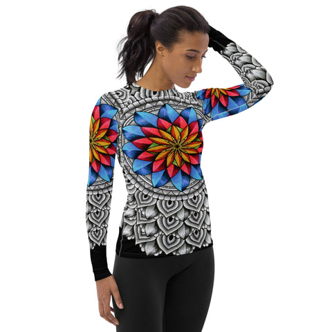 Restful Mandala II Women's Rash Guard - Flowstate Apparel