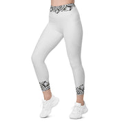 Restful Mandala Whisper Grey Capri High Rise Leggings with pockets - Martin K Designs