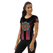 Root Mandala Black Women's Athletic T-shirt - Martin K Designs