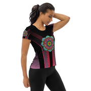 Root Mandala Black Women's Athletic T-shirt - Martin K Designs
