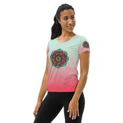 Root Mandala Pink Women's Athletic T-shirt - Martin K Designs