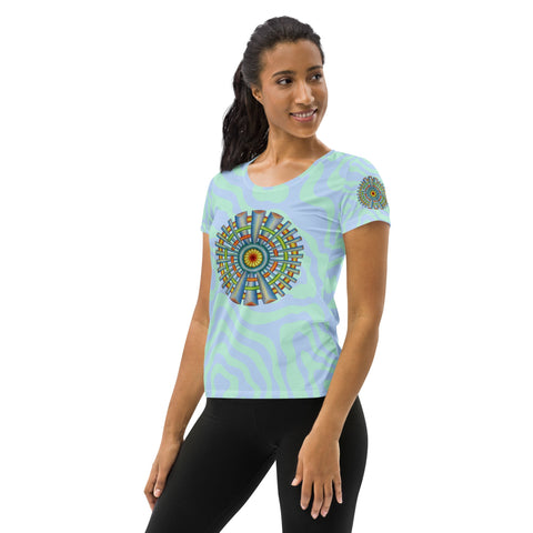 Spokin' Mandala Blue Women's Athletic T-shirt - Martin K Designs