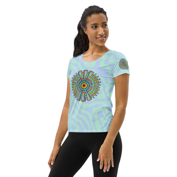 Spokin' Mandala Blue Women's Athletic T-shirt - Martin K Designs