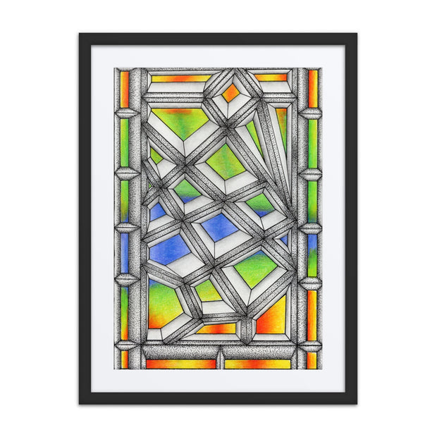 Stained Glass Framed poster with mat - Martin K Designs