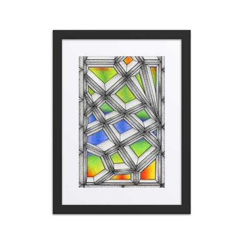 Stained Glass Framed poster with mat - Martin K Designs