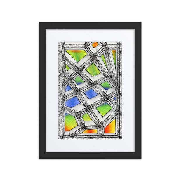 Stained Glass Framed poster with mat - Martin K Designs