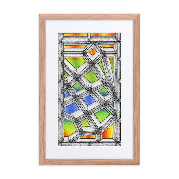 Stained Glass Framed poster with mat - Martin K Designs
