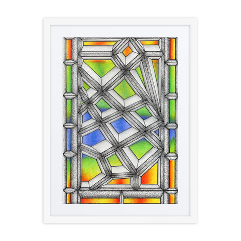 Stained Glass Framed poster with mat - Martin K Designs