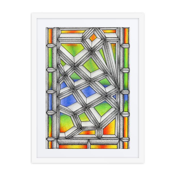 Stained Glass Framed poster with mat - Martin K Designs