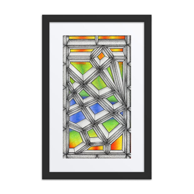 Stained Glass Framed poster with mat - Martin K Designs