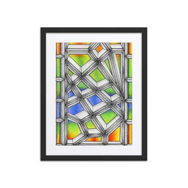 Stained Glass Framed poster with mat - Martin K Designs