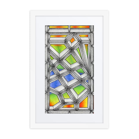 Stained Glass Framed poster with mat - Martin K Designs