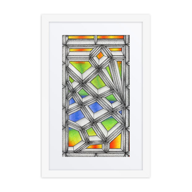 Stained Glass Framed poster with mat - Martin K Designs