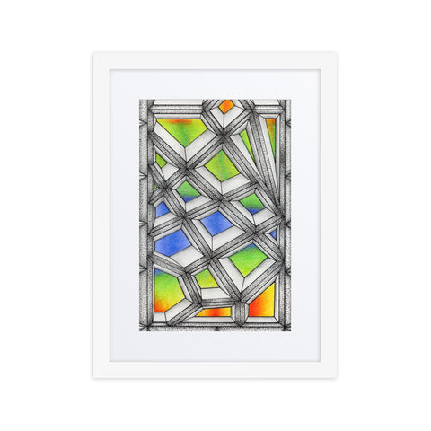 Stained Glass Framed poster with mat - Martin K Designs