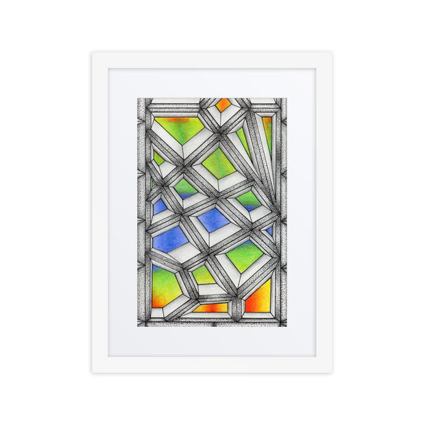 Stained Glass Framed poster with mat - Martin K Designs