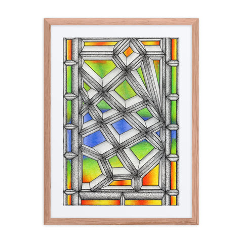 Stained Glass Framed poster with mat - Martin K Designs