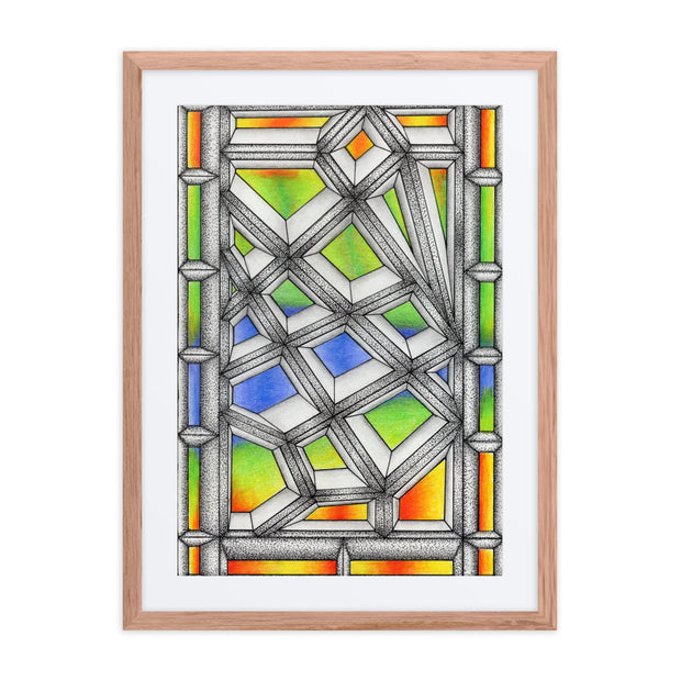Stained Glass Framed poster with mat - Martin K Designs