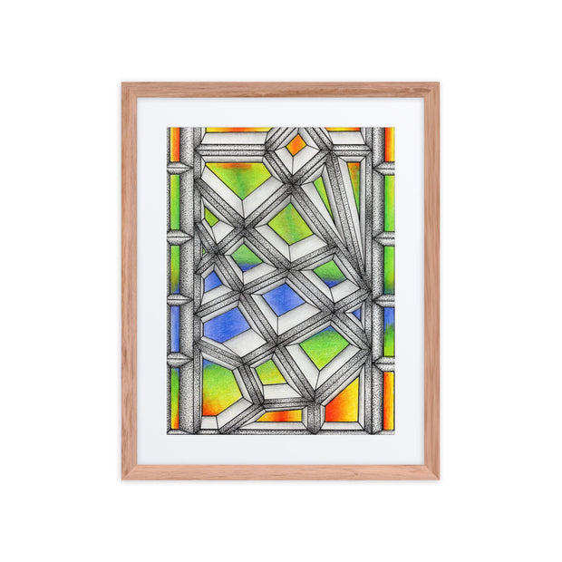 Stained Glass Framed poster with mat - Martin K Designs