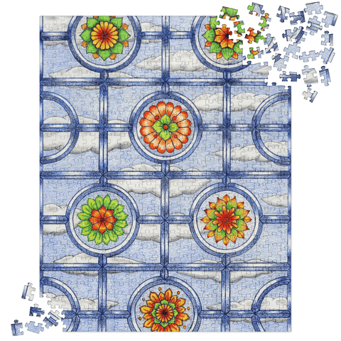 Stained Glass Mandala Jigsaw puzzle - Flowstate Apparel