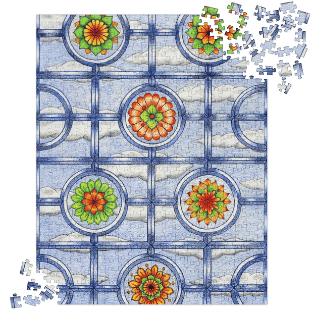Stained Glass Mandala Jigsaw puzzle - Flowstate Apparel