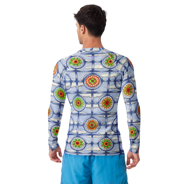 Stained Glass Mandala Men's Rash Guard - Martin K Designs