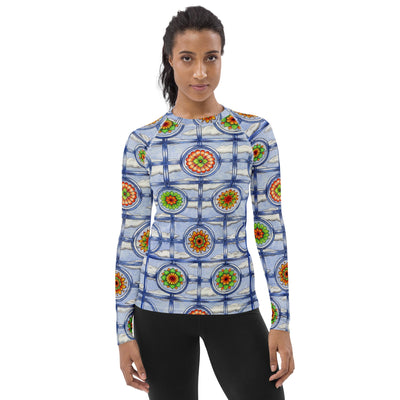 Stained Glass Mandala Women's Rash Guard - Martin K Designs