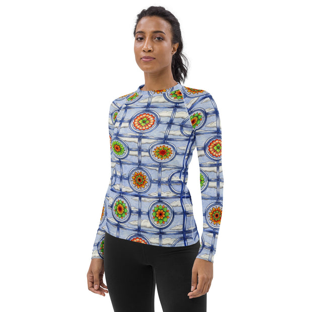 Stained Glass Mandala Women's Rash Guard - Martin K Designs