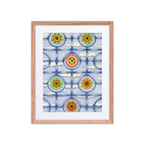 Stained Glass Mandalas framed print with mat - Martin K Designs