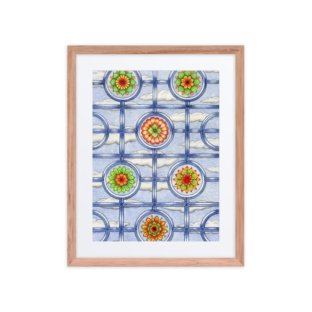 Stained Glass Mandalas framed print with mat - Martin K Designs