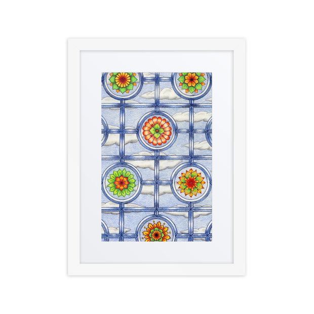 Stained Glass Mandalas framed print with mat - Martin K Designs