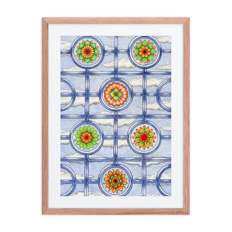Stained Glass Mandalas framed print with mat - Martin K Designs