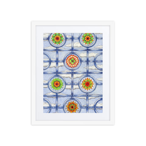 Stained Glass Mandalas framed print with mat - Martin K Designs